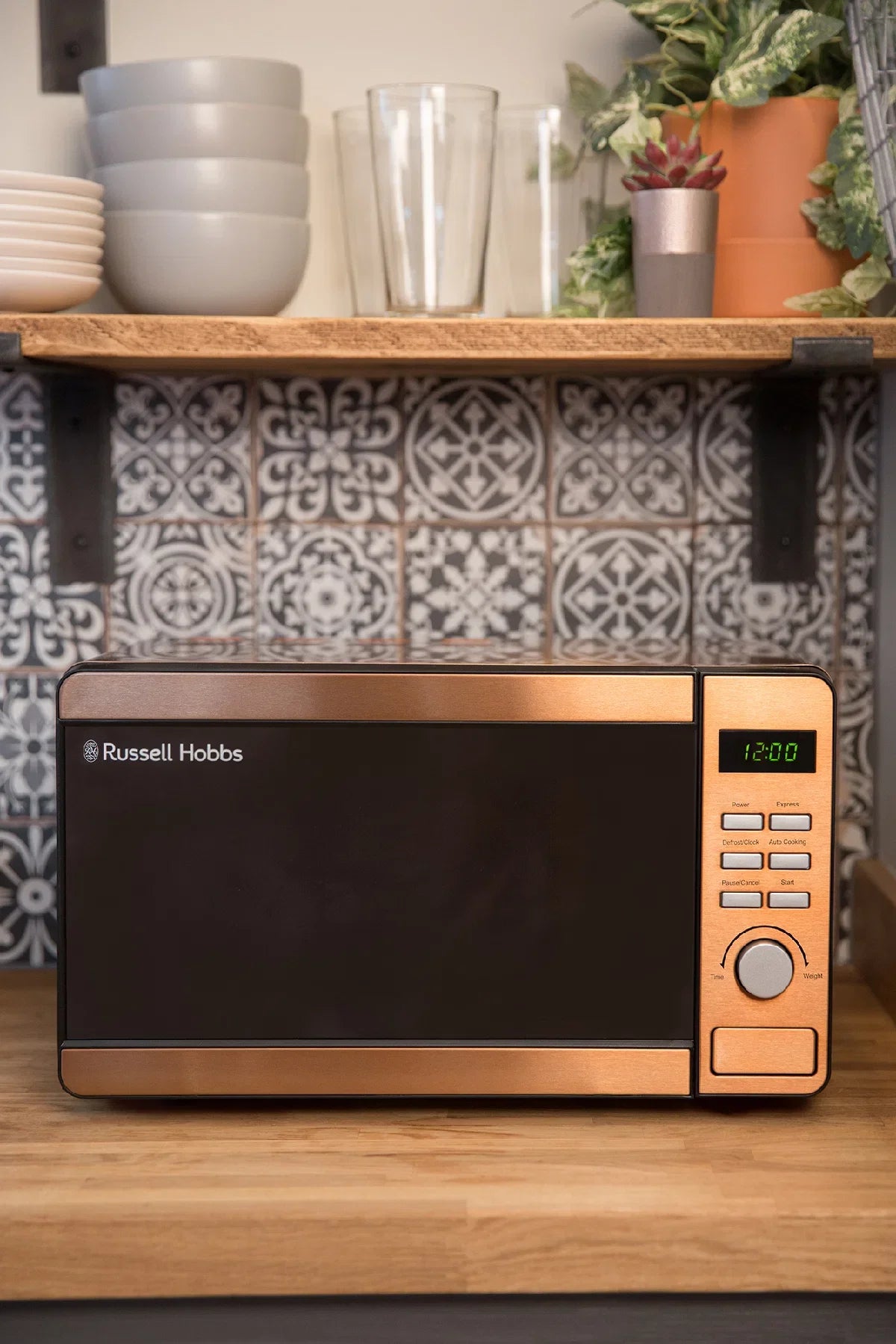 Russell Hobbs® RHMD804CP-N, 17L 800W Digital Microwave in Stainless Steel with Copper Effect