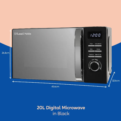 Russell Hobbs RHMD818B, 20L Digital Microwave in Black