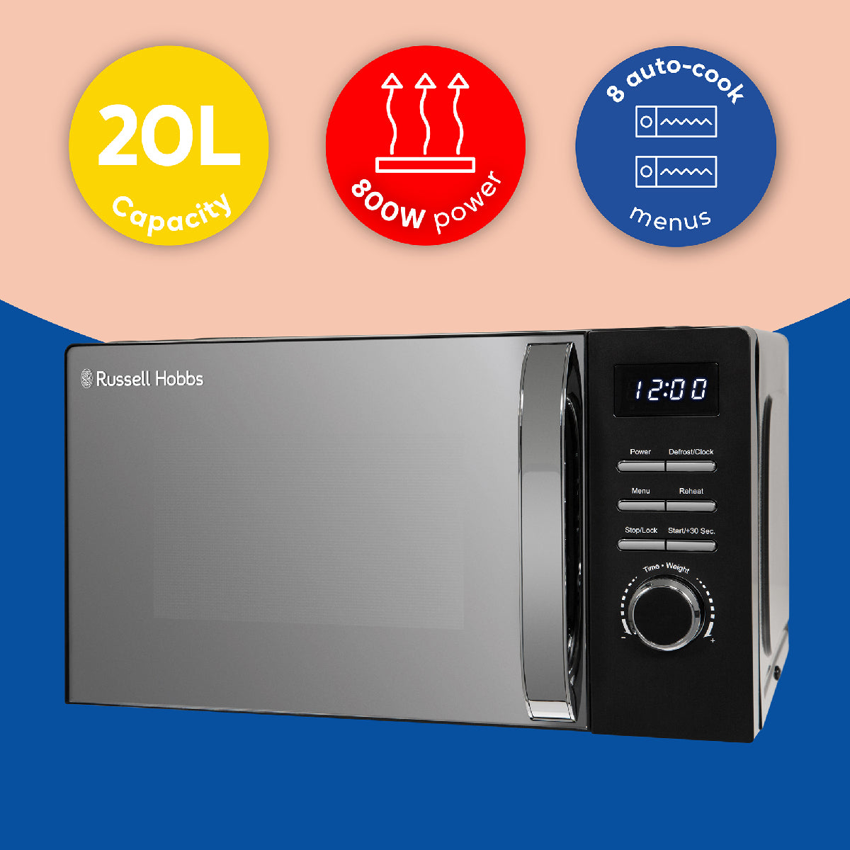 Russell Hobbs RHMD818B, 20L Digital Microwave in Black