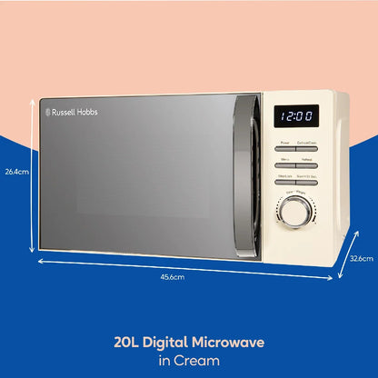 Russell Hobbs RHMD818C, 20L Digital Microwave in Cream