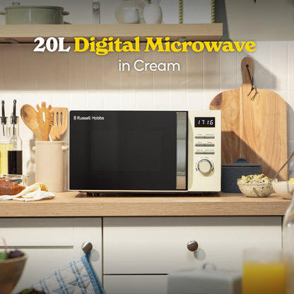 Russell Hobbs RHMD818C, 20L Digital Microwave in Cream