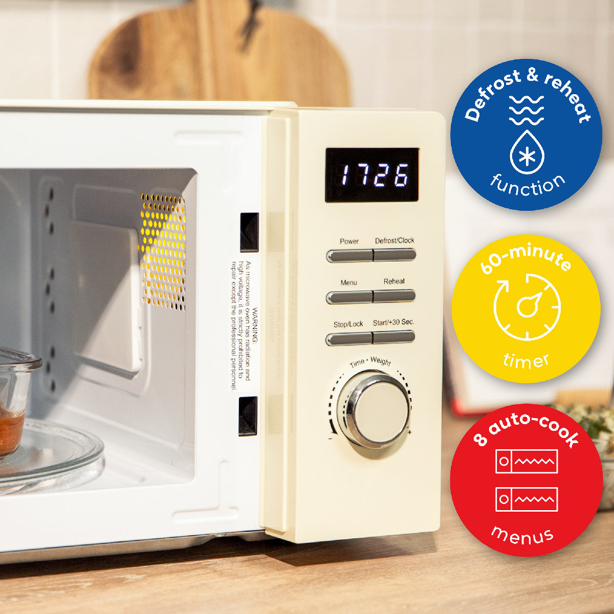 Russell Hobbs RHMD818C, 20L Digital Microwave in Cream