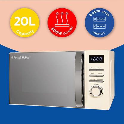 Russell Hobbs RHMD818C, 20L Digital Microwave in Cream