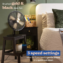 Russell Hobbs RHMDF1201BG Metal Desk Fan in Brushed Gold and Black