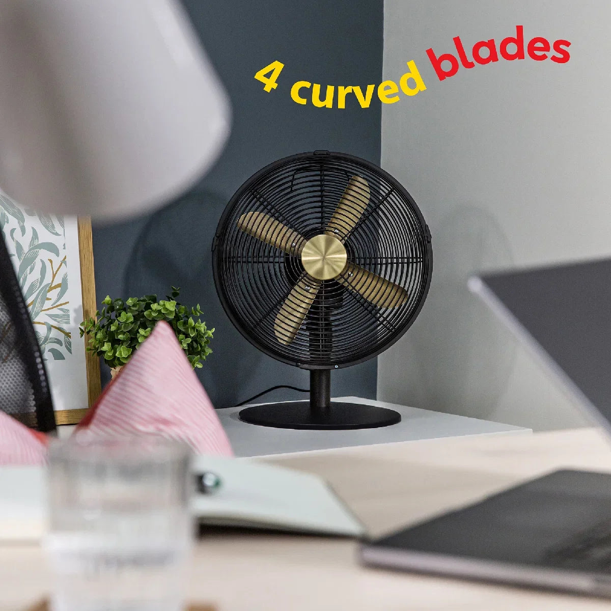 Russell Hobbs RHMDF1201BG Metal Desk Fan in Brushed Gold and Black