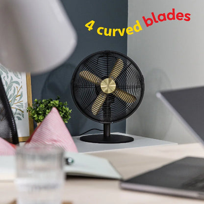 Russell Hobbs RHMDF1201BG Metal Desk Fan in Brushed Gold and Black