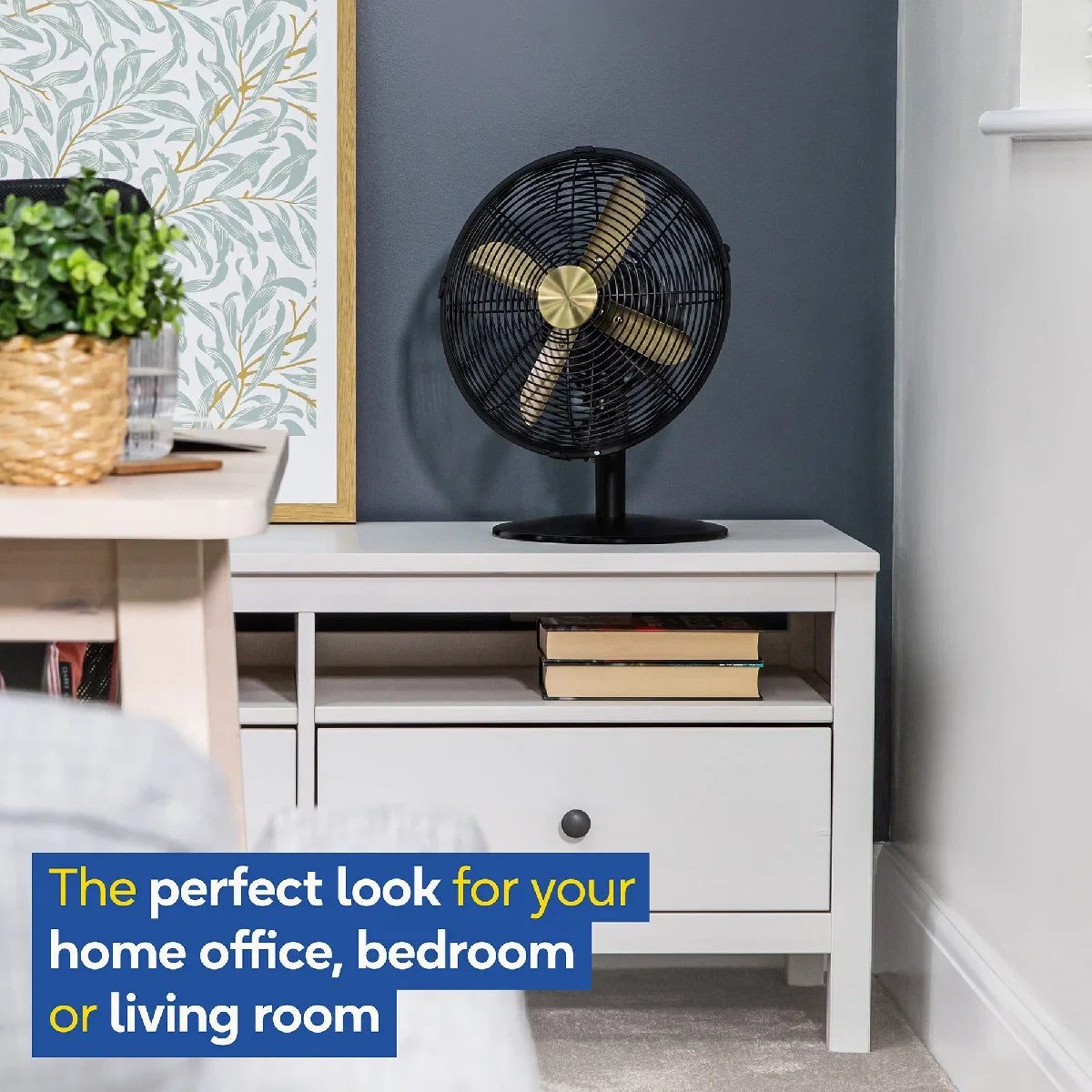 Russell Hobbs RHMDF1201BG Metal Desk Fan in Brushed Gold and Black