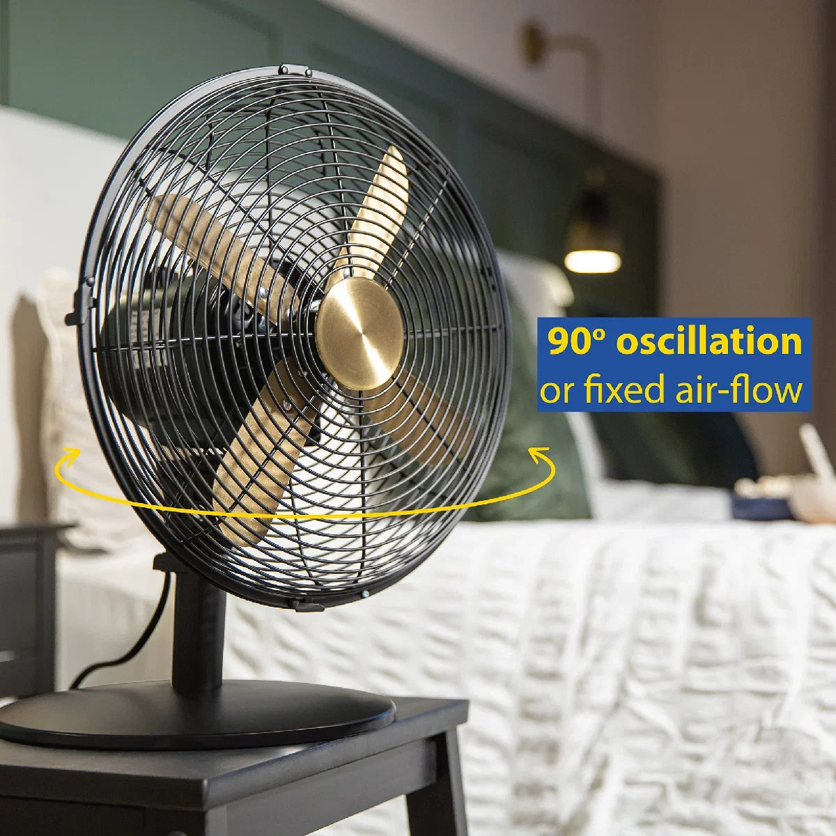 Russell Hobbs RHMDF1201BG Metal Desk Fan in Brushed Gold and Black
