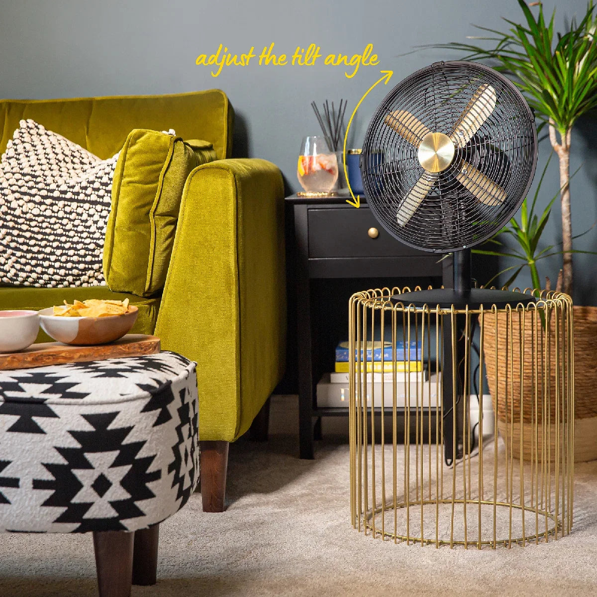 Russell Hobbs RHMDF1201BG Metal Desk Fan in Brushed Gold and Black