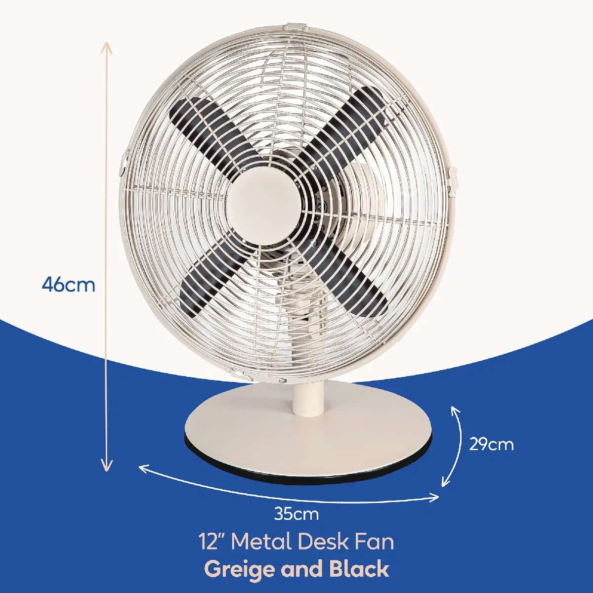 Russell Hobbs RHMDF1201GR Metal Desk Fan in Greige