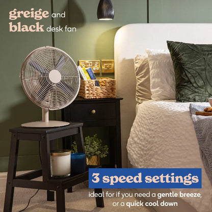Russell Hobbs RHMDF1201GR Metal Desk Fan in Greige