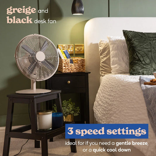 Russell Hobbs RHMDF1201GR Metal Desk Fan in Greige