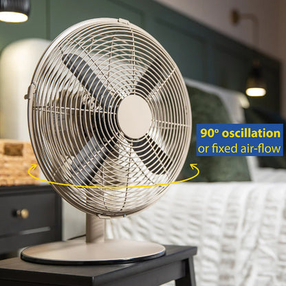 Russell Hobbs RHMDF1201GR Metal Desk Fan in Greige