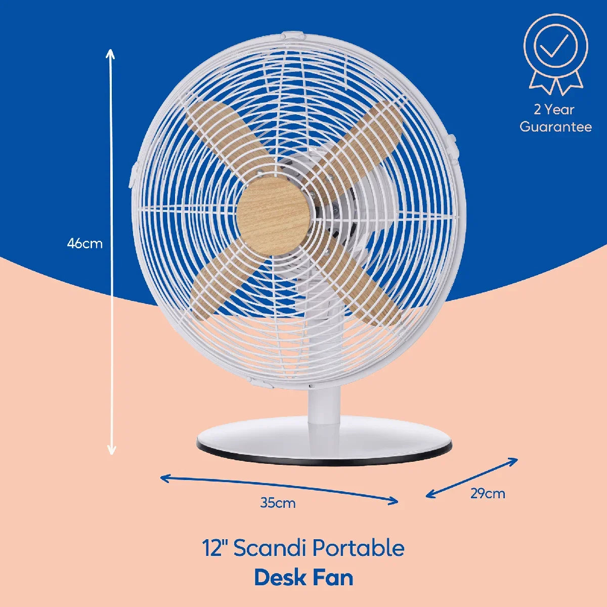 Russell Hobbs RHMDF1201WDW 12" White Scandi Style Desk Fan