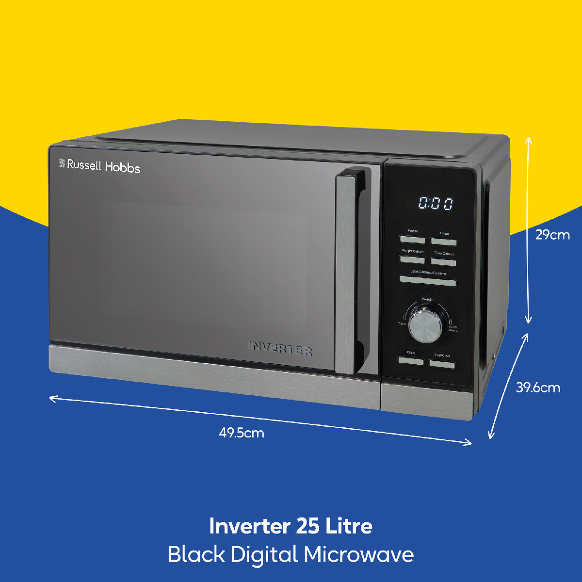 Russell Hobbs RHMI2503B 25L, Digital, Inverter Microwave in Black