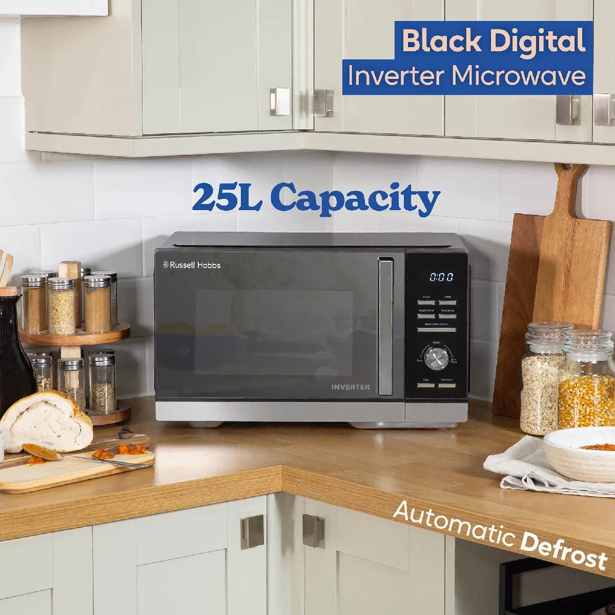 Russell Hobbs RHMI2503B 25L, Digital, Inverter Microwave in Black
