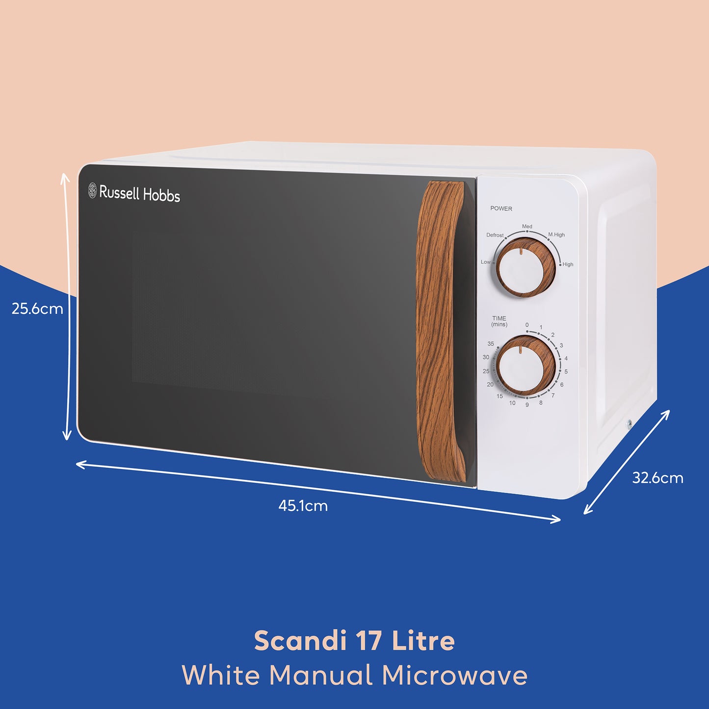 Russell Hobbs RHMM713-N/01 Scandi Compact Manual Microwave 17L White