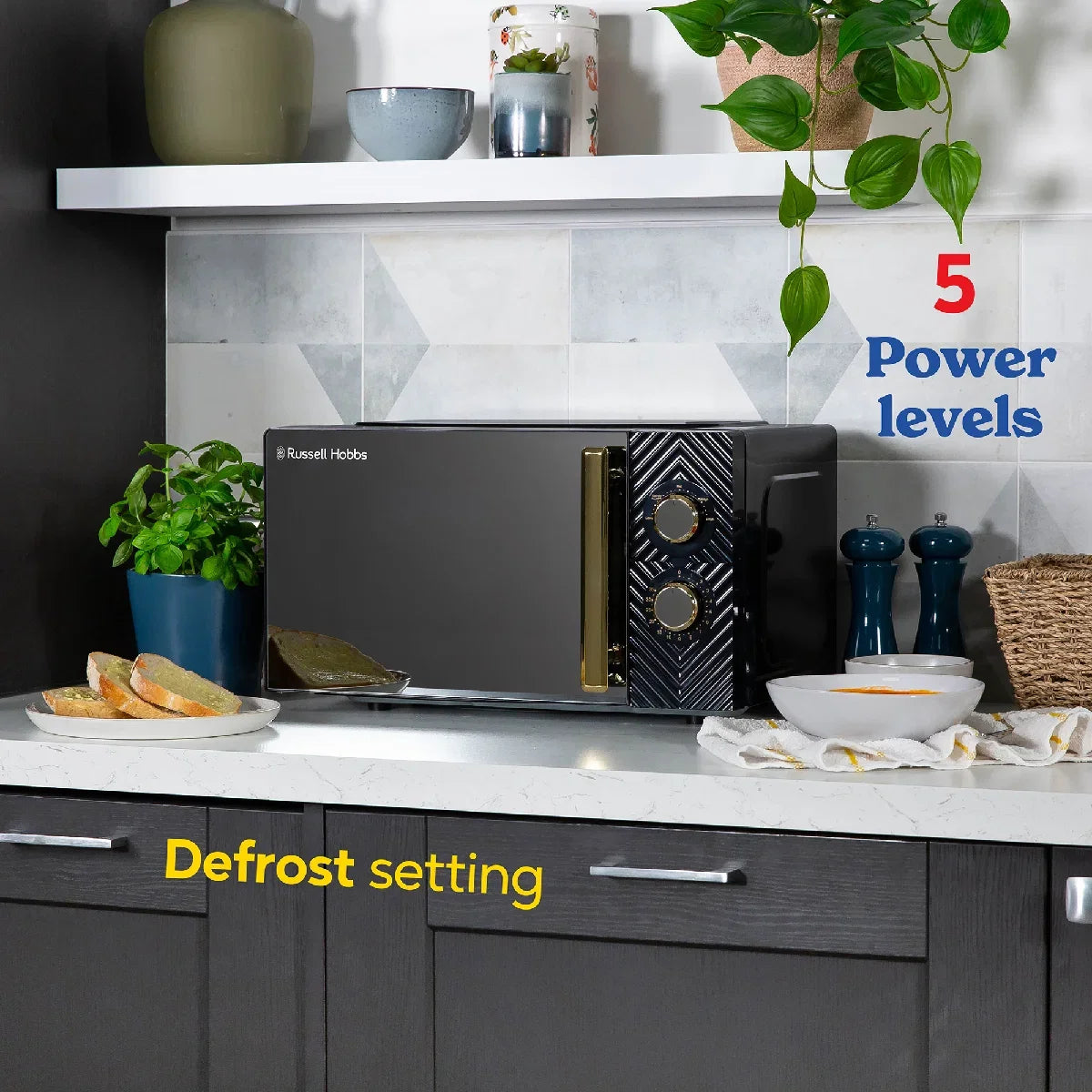 Russell Hobbs RHMM723B 17L Manual Groove Microwave in Black