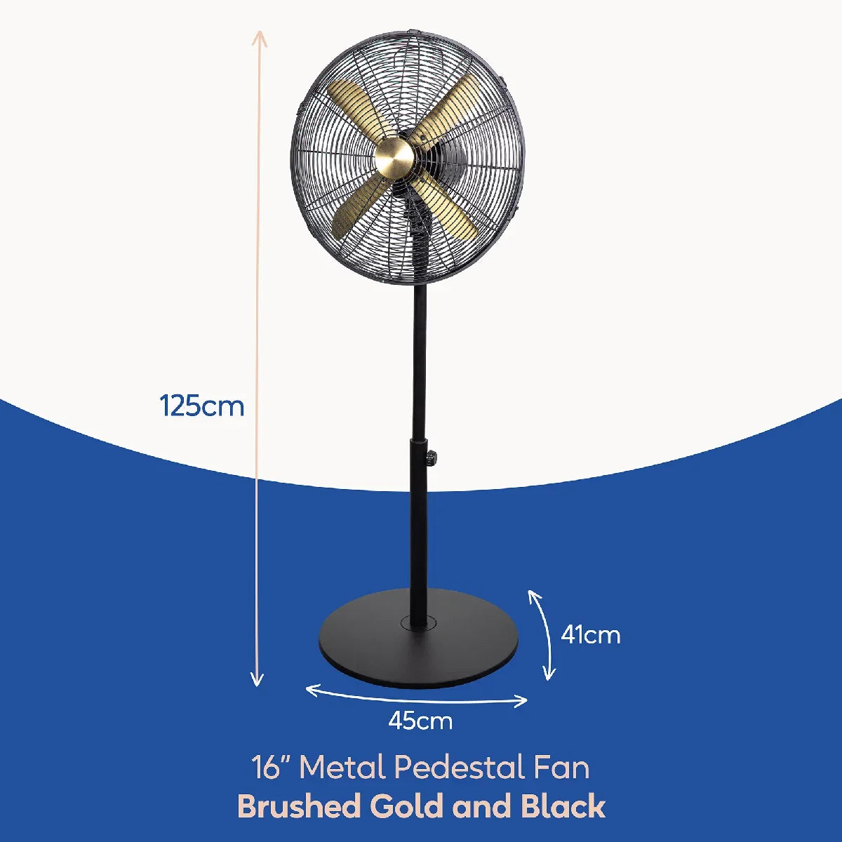 Russell Hobbs RHMPF1601BG 16” Metal Pedestal Fan in Brushed Gold & Black