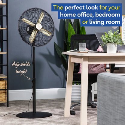 Russell Hobbs RHMPF1601BG 16” Metal Pedestal Fan in Brushed Gold & Black