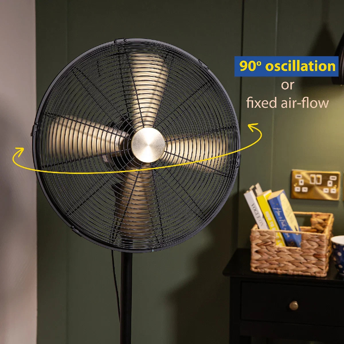 Russell Hobbs RHMPF1601BG 16” Metal Pedestal Fan in Brushed Gold & Black