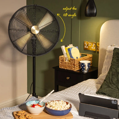 Russell Hobbs RHMPF1601BG 16” Metal Pedestal Fan in Brushed Gold & Black
