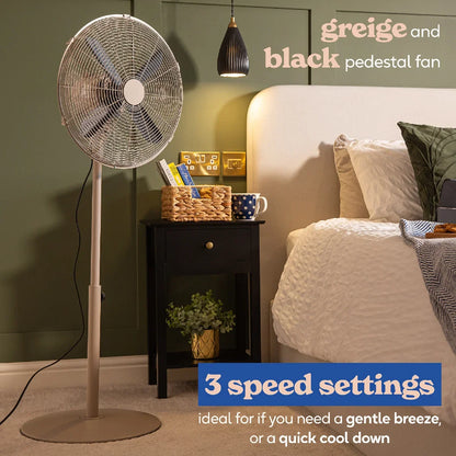 Russell Hobbs RHMPF1601GR 16” Metal Pedestal Fan in Greige