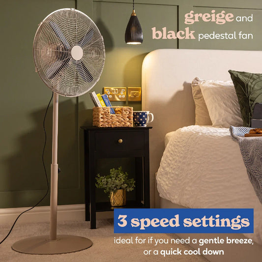 Russell Hobbs RHMPF1601GR 16” Metal Pedestal Fan in Greige