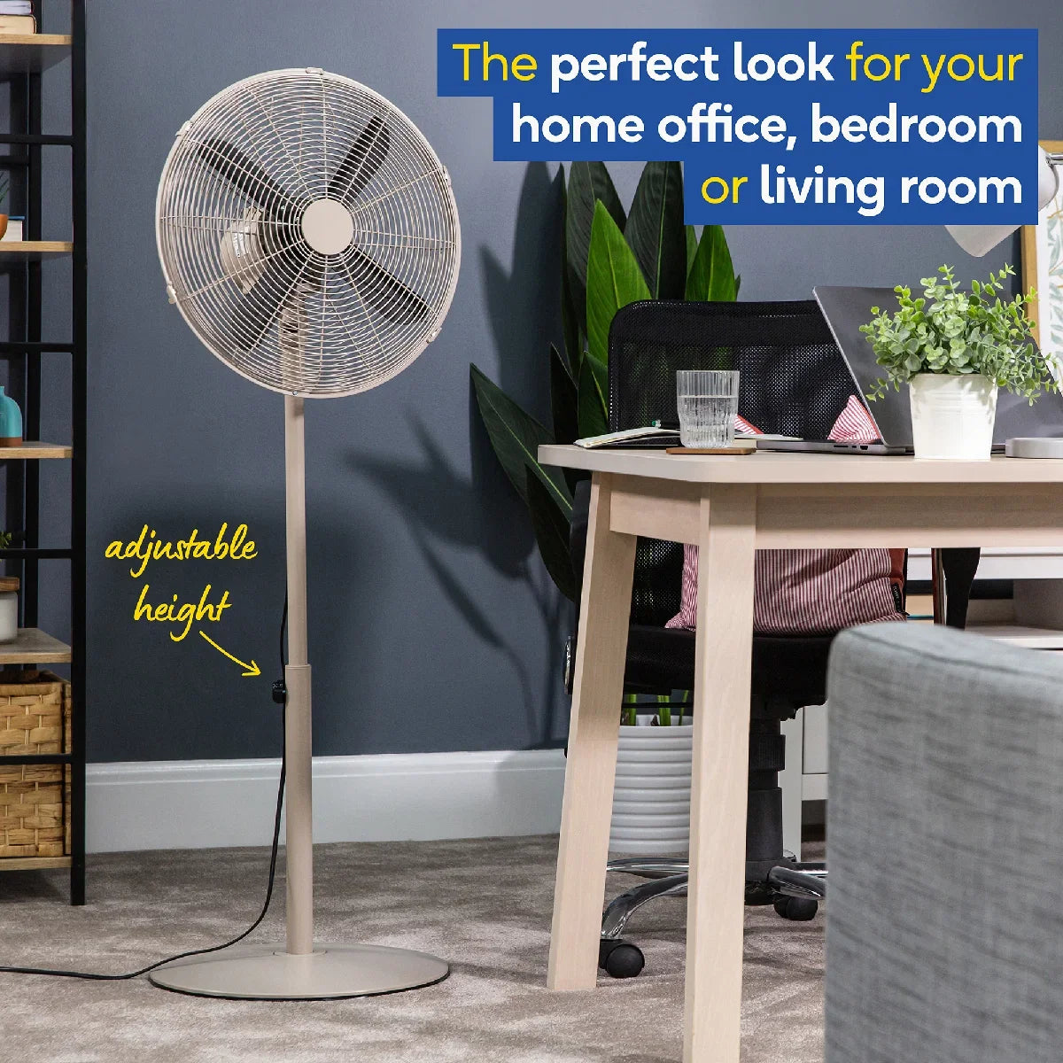 Russell Hobbs RHMPF1601GR 16” Metal Pedestal Fan in Greige