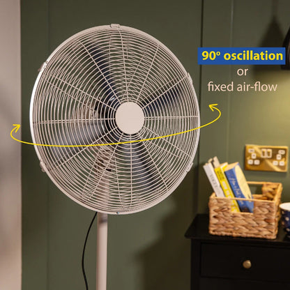 Russell Hobbs RHMPF1601GR 16” Metal Pedestal Fan in Greige