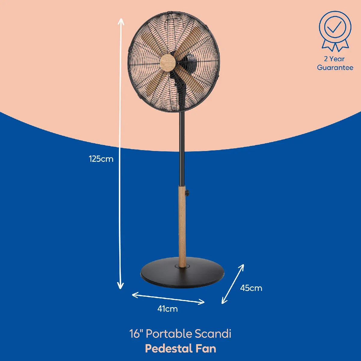 Russell Hobbs RHMPF1601WDB 16" Black Scandi Style Pedestal Fan