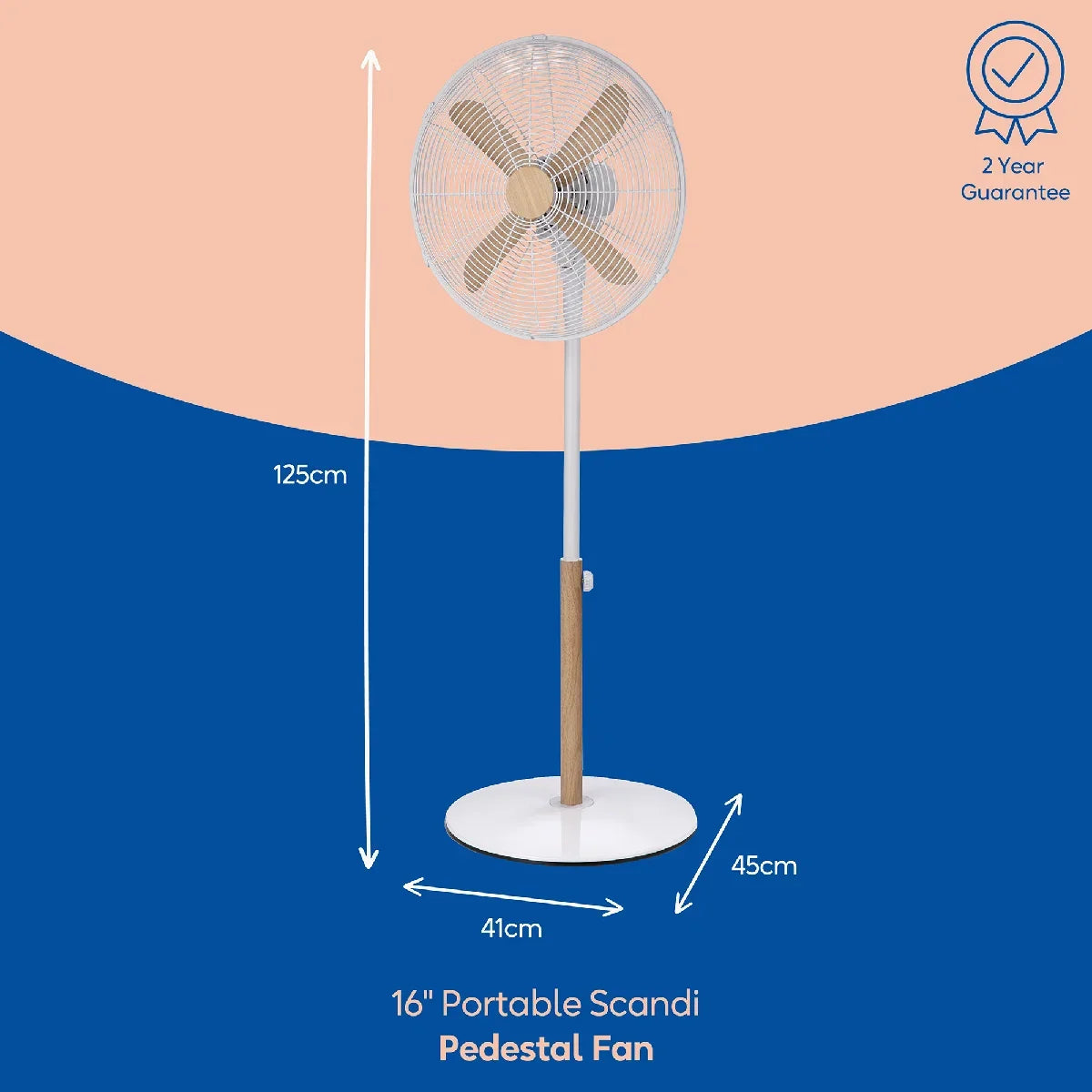 Russell Hobbs RHMPF1601WDW 16" White Scandi Style Pedestal Fan