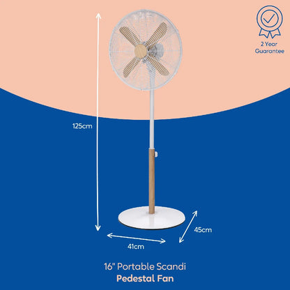 Russell Hobbs RHMPF1601WDW 16" White Scandi Style Pedestal Fan