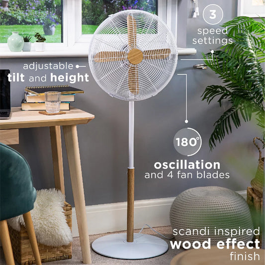 Russell Hobbs RHMPF1601WDW 16" White Scandi Style Pedestal Fan