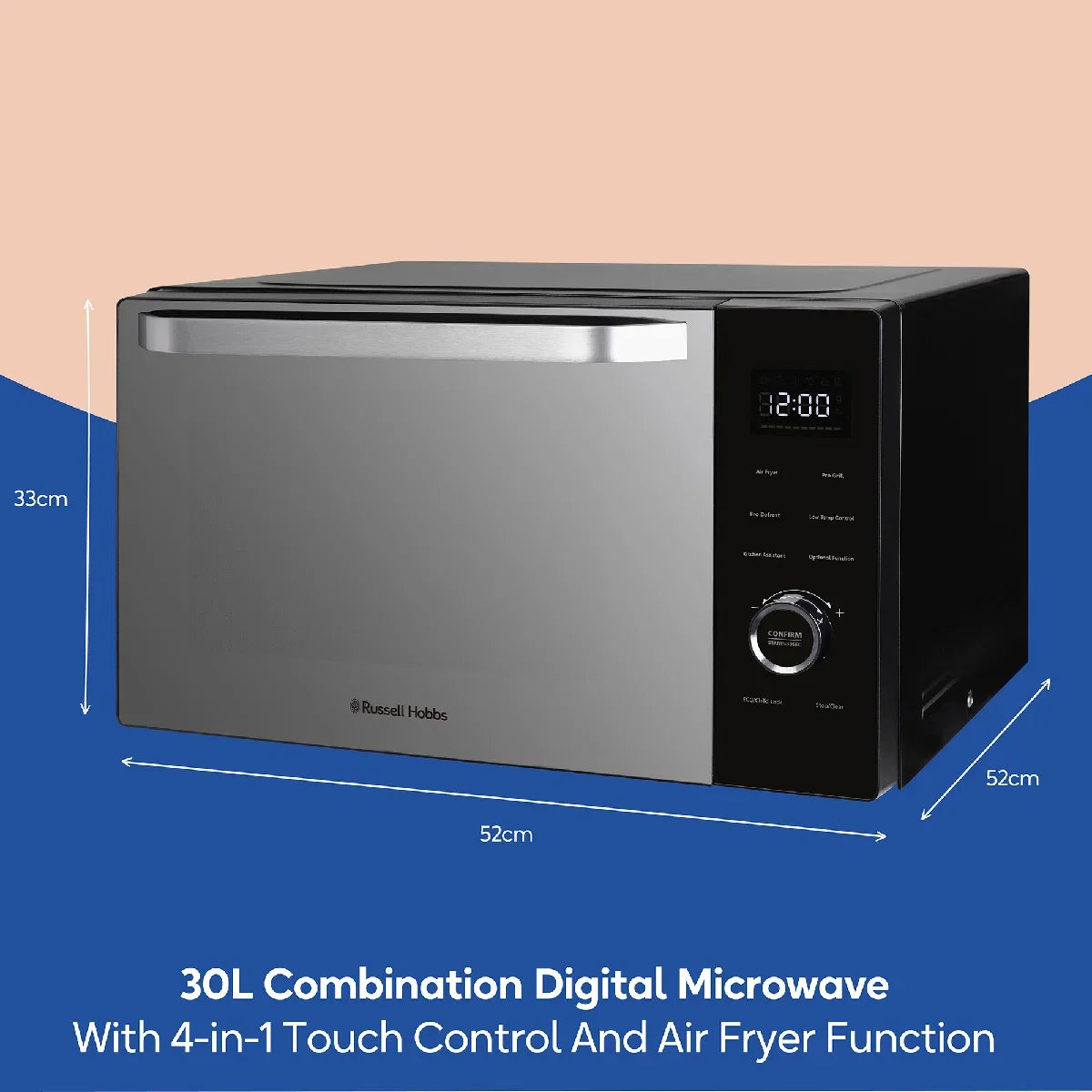 Russell Hobbs® RHMT3001B, 30L 4-in-1 Touch Control Digital Combination Microwave in Black