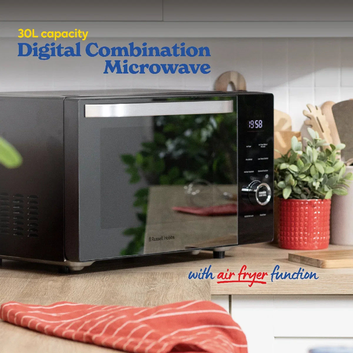 Russell Hobbs® RHMT3001B, 30L 4-in-1 Touch Control Digital Combination Microwave in Black