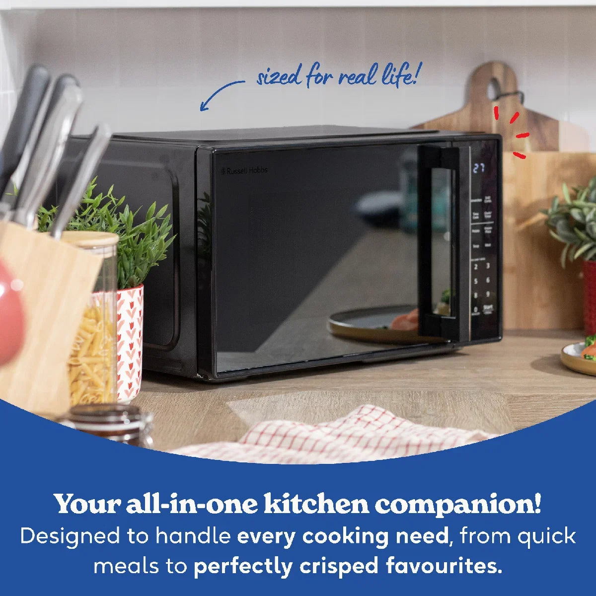 Russell Hobbs® RHMTAF2302B 23L 4-in-1 Touch Control Digital Combination Microwave with Air Fryer Function in Black