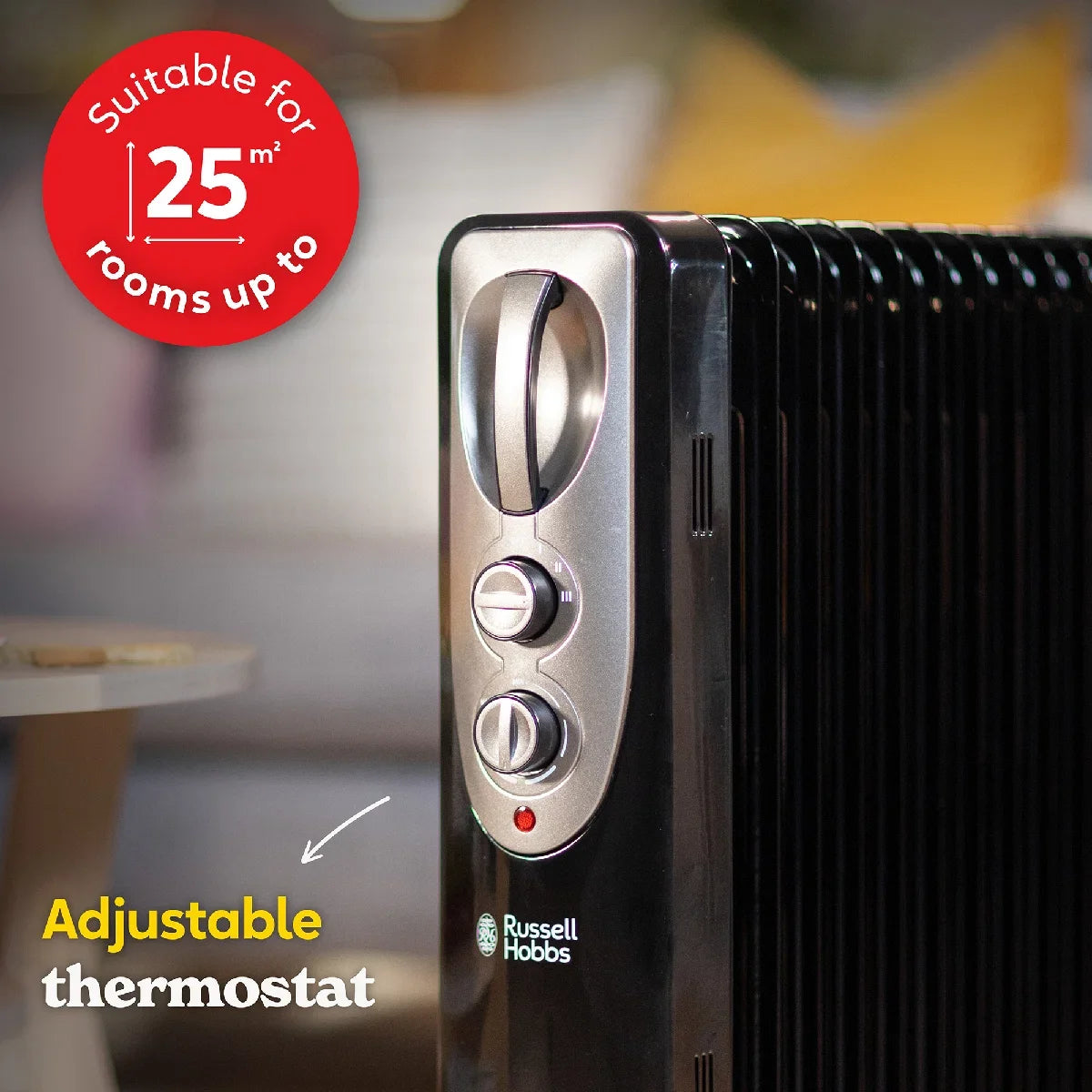 Russell Hobbs RHOFR1106B 2.5kW 11-fin Oil Filled Radiator in Black