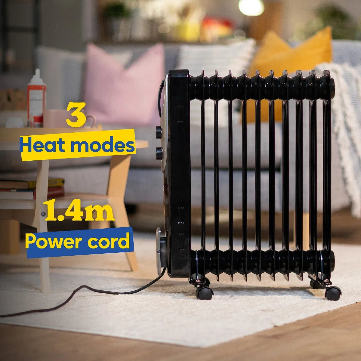 Russell Hobbs RHOFR1106B 2.5kW 11-fin Oil Filled Radiator in Black