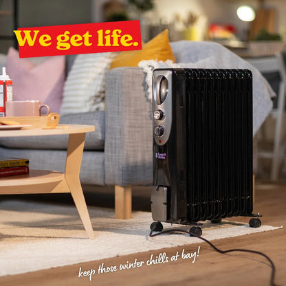 Russell Hobbs RHOFR1106B 2.5kW 11-fin Oil Filled Radiator in Black