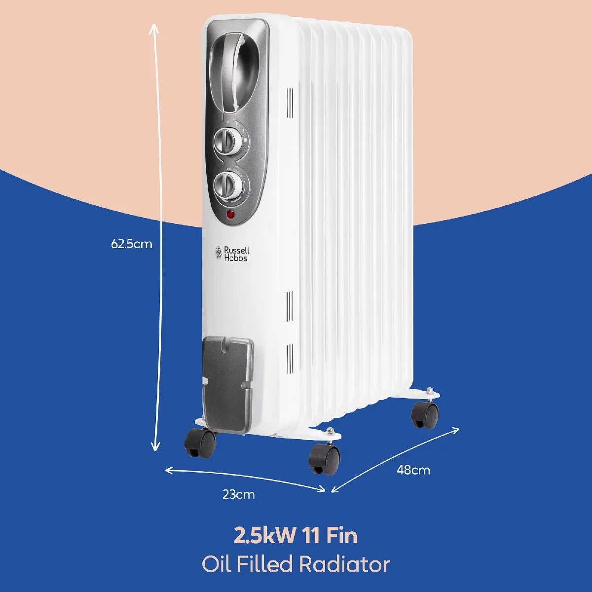 Russell Hobbs RHOFR1106 2.5kW 11-fin Oil Filled Radiator in White