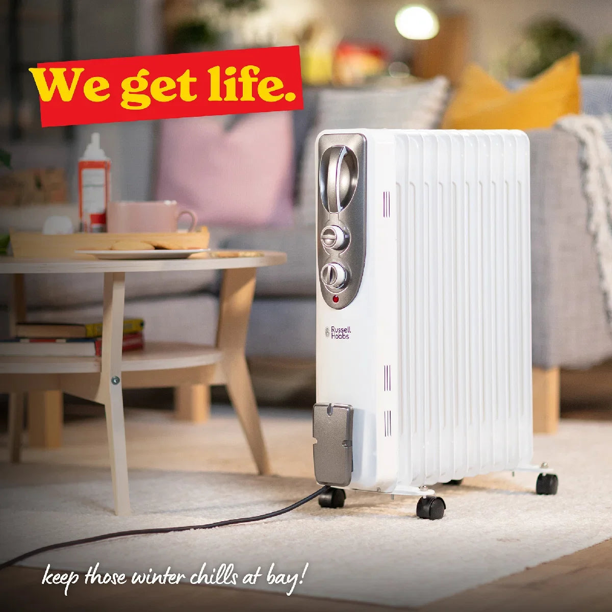 Russell Hobbs RHOFR1106 2.5kW 11-fin Oil Filled Radiator in White