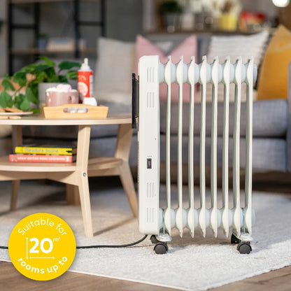 Russell Hobbs RHOFR2009-D 2kW Digital Touch Control 9-fin Oil Filled Radiator in White