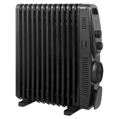 Russell Hobbs® RHOFR2403B, 2.5kW 13 Fin Manual Oil Filled Radiator with 400W Turbo Fan in Black