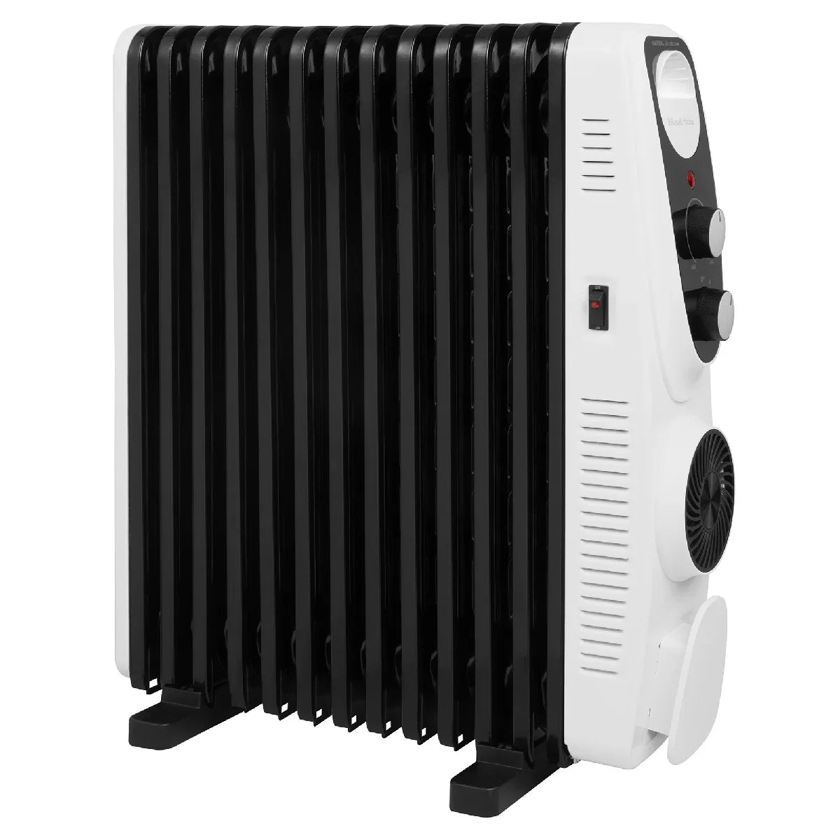 Russell Hobbs® RHOFR2403, 2.5kW 13 Fin Manual Oil Filled Radiator with 400W Turbo Fan in White & Black