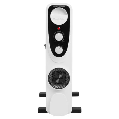 Russell Hobbs® RHOFR2403, 2.5kW 13 Fin Manual Oil Filled Radiator with 400W Turbo Fan in White & Black