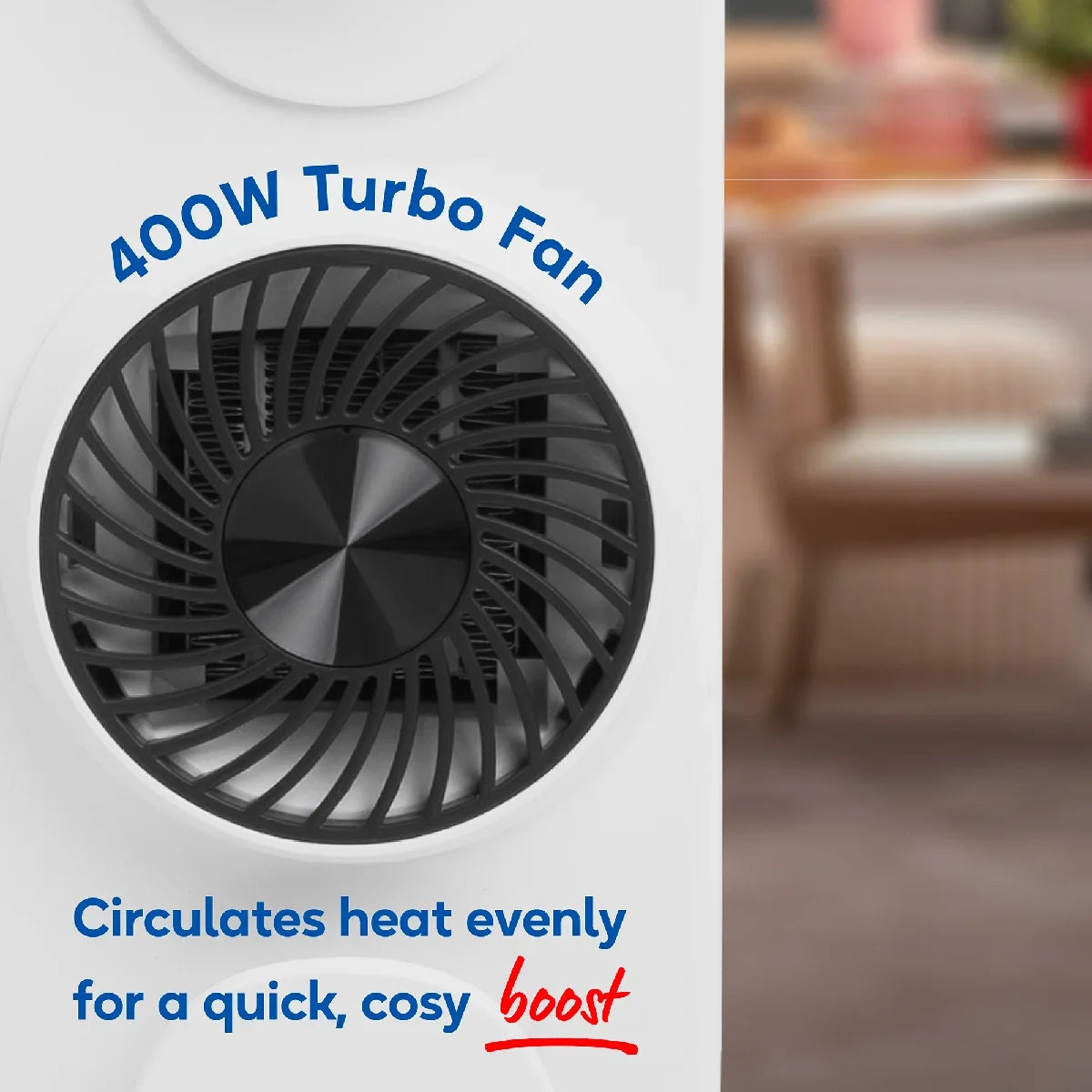 Russell Hobbs® RHOFR2403, 2.5kW 13 Fin Manual Oil Filled Radiator with 400W Turbo Fan in White & Black