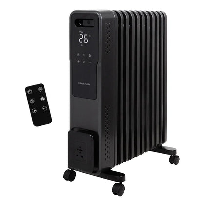 Russell Hobbs® RHOFR2500-M-D, 2.5kW 11 Fin Digital Oil Filled Radiator with M-Shaped Fins, Touch Control and Remote in Graphite