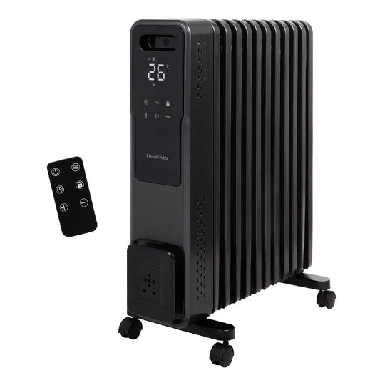 Russell Hobbs® RHOFR2500-M-D, 2.5kW 11 Fin Digital Oil Filled Radiator with M-Shaped Fins, Touch Control and Remote in Graphite
