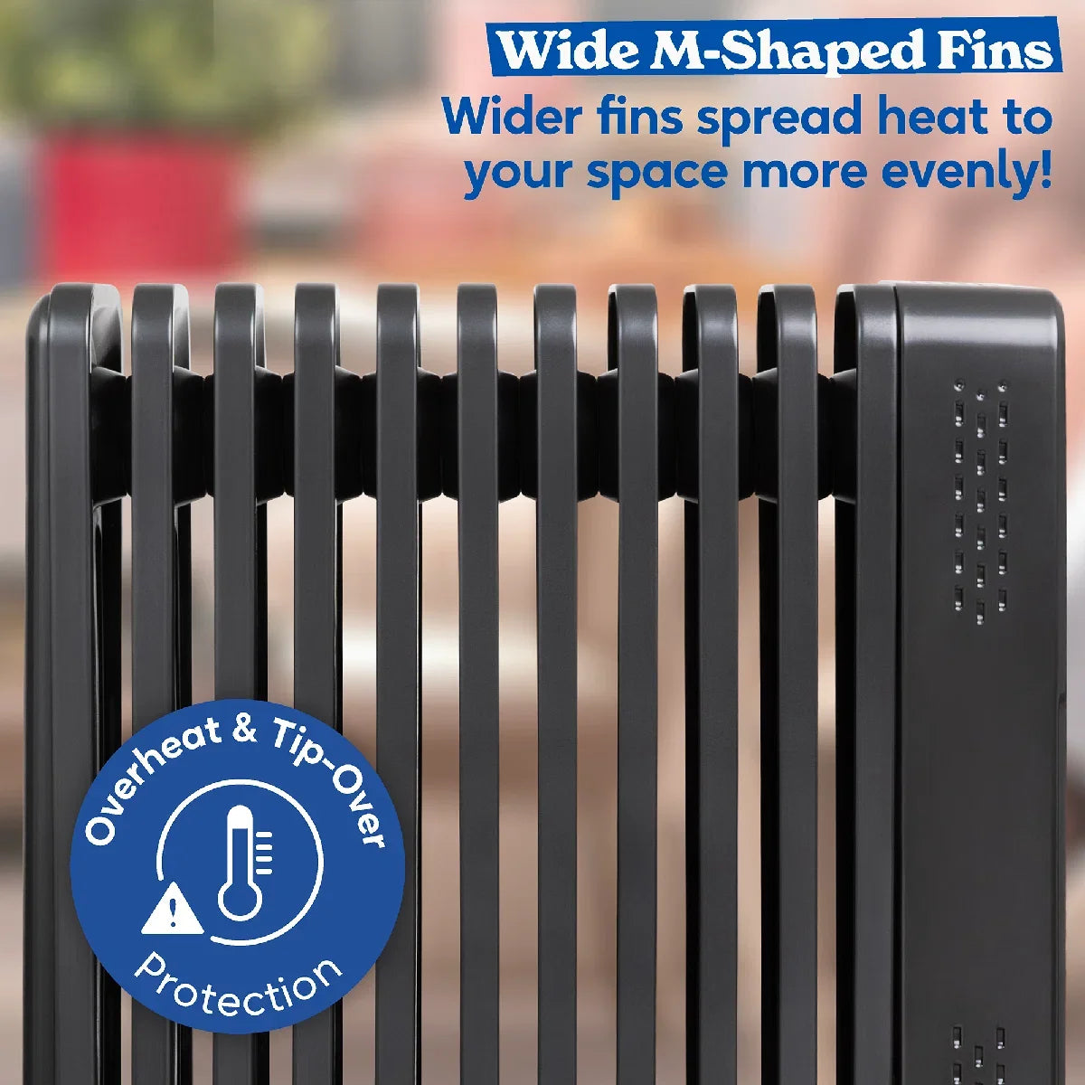 Russell Hobbs® RHOFR2500-M-D, 2.5kW 11 Fin Digital Oil Filled Radiator with M-Shaped Fins, Touch Control and Remote in Graphite